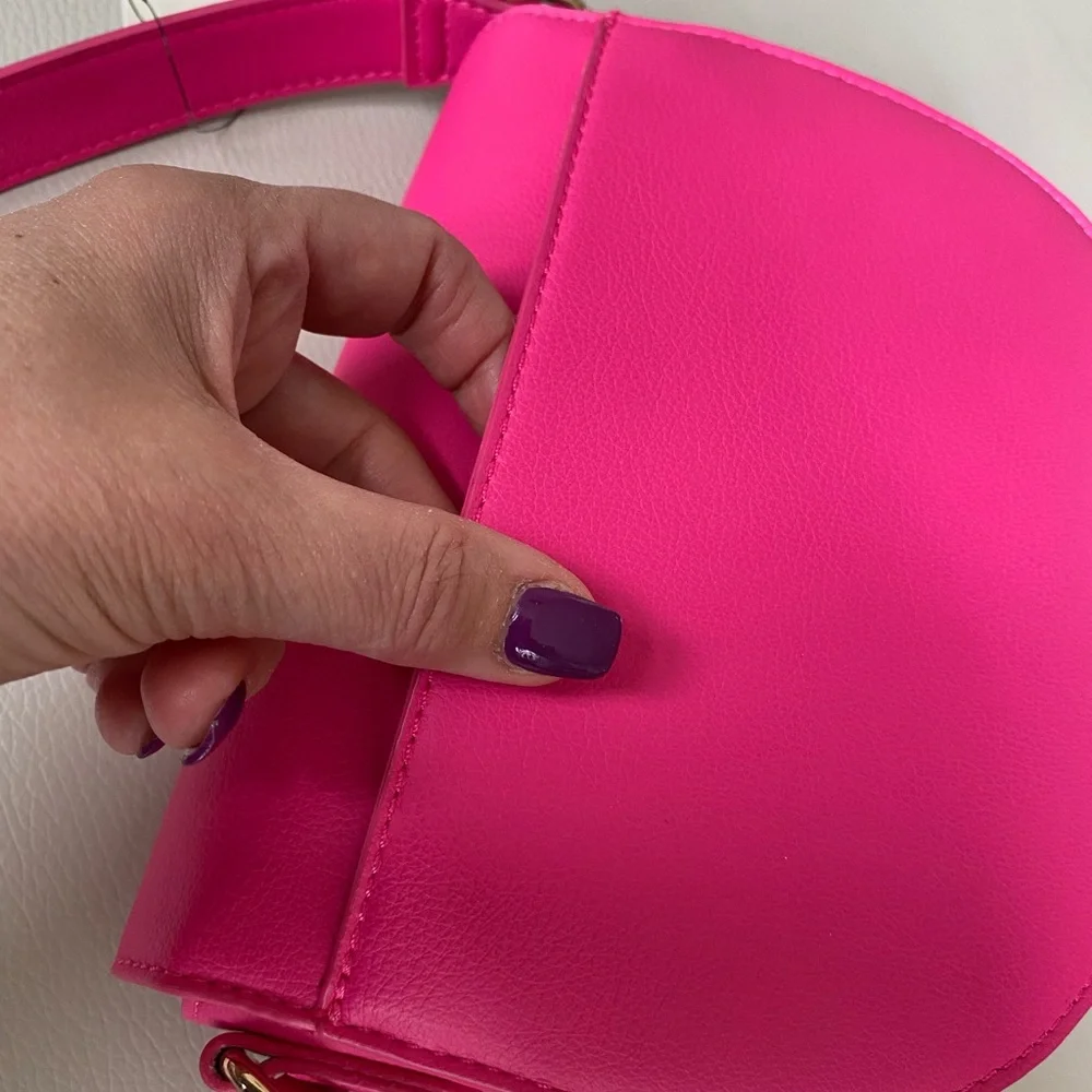 Hot Pink Crossbody Bag with Gold Hardware